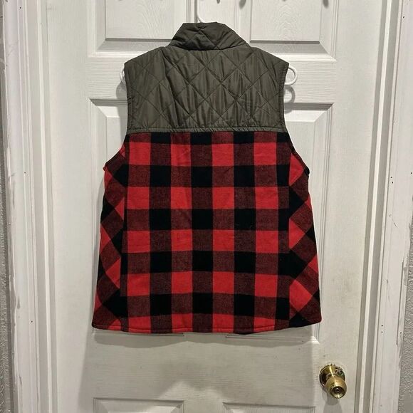 Maurices Woman’s Size XL Buffalo Plaid Wool Blend Quilted Vest Full Zip Pockets - Picture 4 of 6